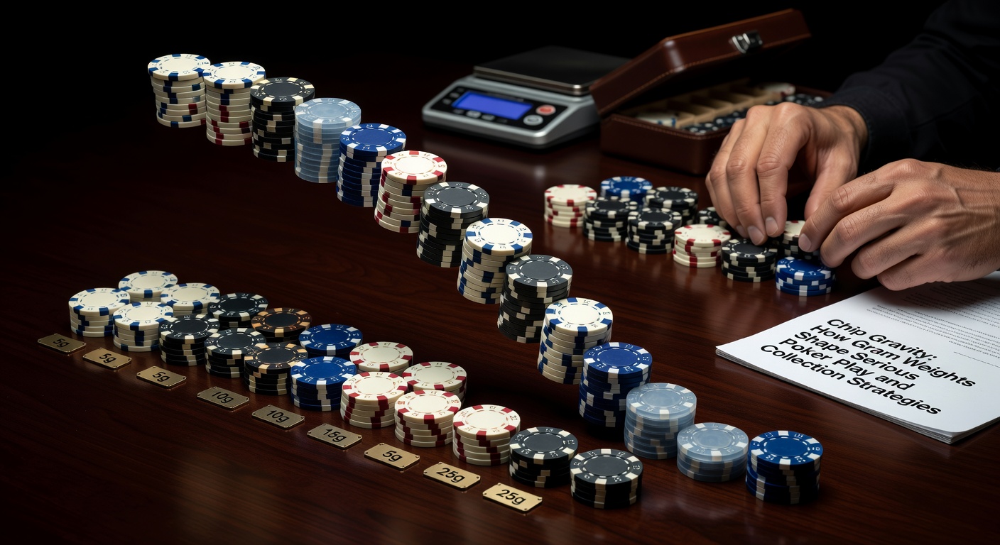 Stapel schwerer Pokerchips auf einem Filztisch, die ein stabiles, professionelles Spielgefühl vermitteln