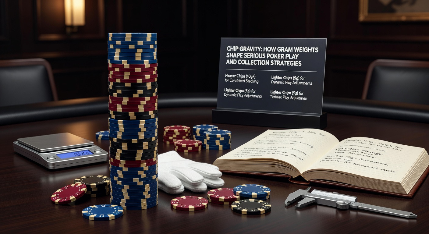 Nahaufnahme eines Chip-Stacks in der Hand eines Dealers, der das Gewichtsgefühl beim Riffeln demonstriert