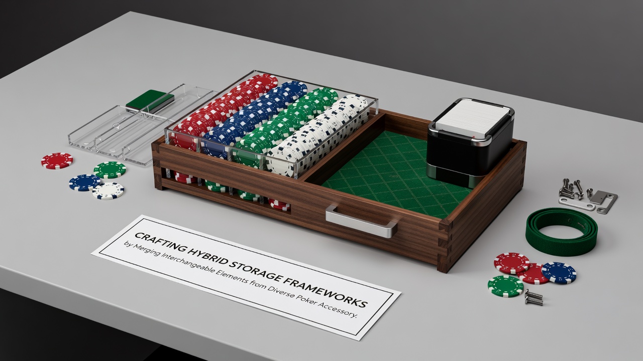 Detailansicht von kombinierten Poker-Accessoire-Elementen in einem modularen Case