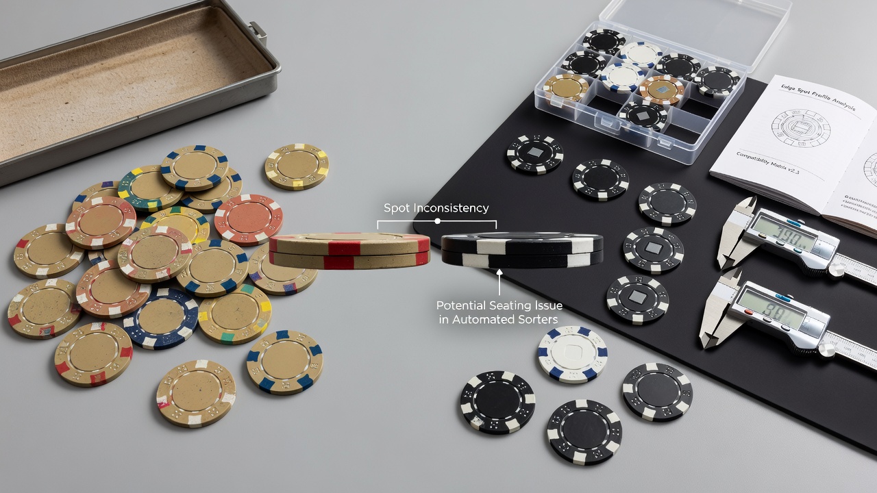 Moderne Custom Poker Game Kits mit integrierten Vintage Chips und Spielkarten auf einem Spieltisch