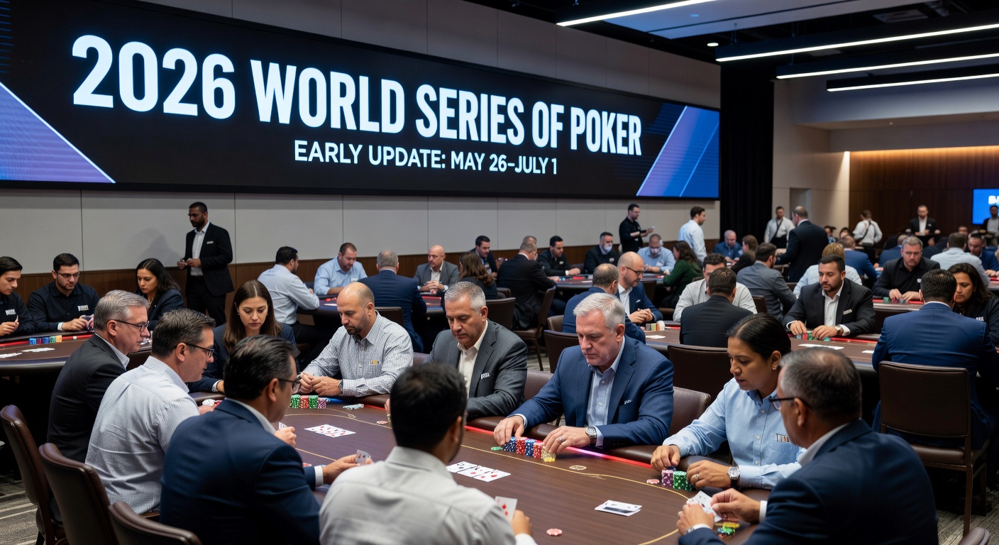 Innenansicht eines deutschen Spielcasinos mit Poker-Tischen und Besuchern während eines laufenden Turniers