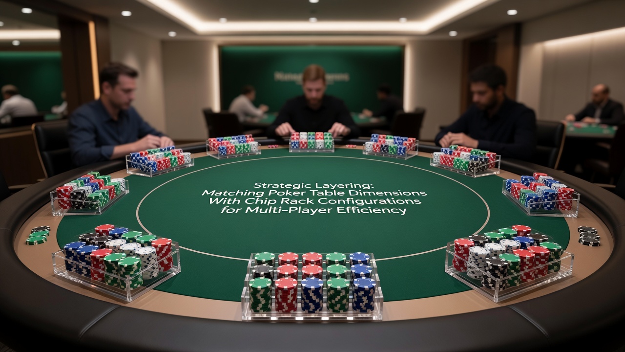 Pokertisch mit passenden Chip-Racks in einer Turnierumgebung