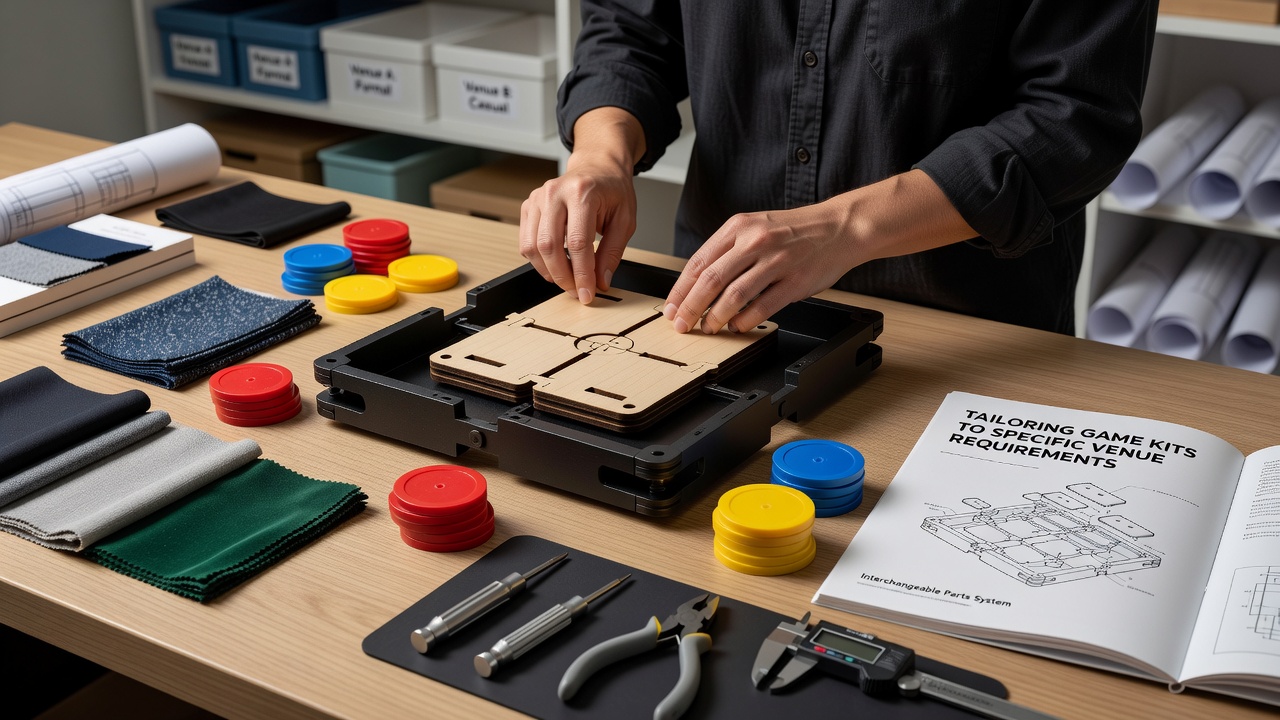 Modulares Poker-Set mit austauschbaren Komponenten für verschiedene Veranstaltungsorte