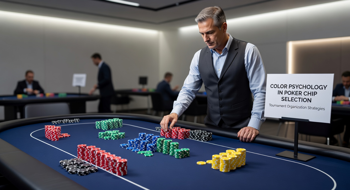 Detailansicht von Poker-Chips mit psychologisch wirksamen Farbkombinationen für Turniere